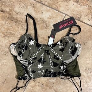 ROMWE Olive and Black Lace Bralette